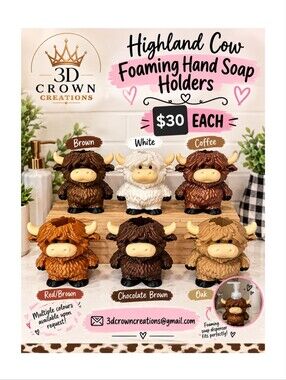 Highland Cow Foaming Hand Soap Holder. OAK